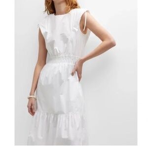 NWT FRAME Cotton Cinch-Shoulder Midi Dress